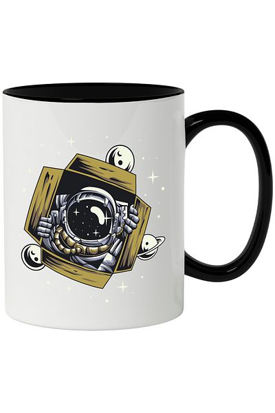 StoryGift Romania Astronaut Mug, Box, Space, Stars, Planet, Moon, SF, Multicolor 330 ml, C, With, STG