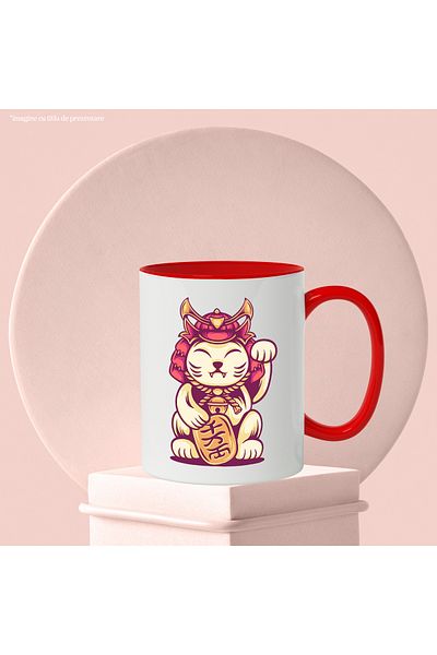 StoryGift Romania Mug With Cat, Bell, Tablet, Helmet, Samurai, Asian, Multicolor 330 ml, Sky, With ,STG