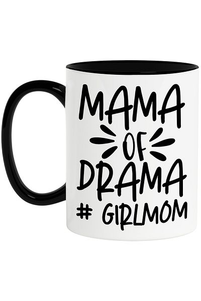StoryGift Romania Drama Mothers Mug with English Message - Mother's Face with Black Handle, With M,STG
