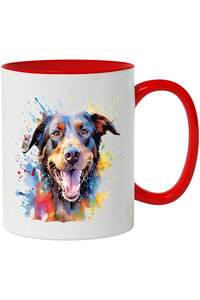 StoryGift Romania Dog Mug, Watercolor Splashes, Puppy Lovers, Smile, Multicolor 330 ml, Ce, Cu,STG