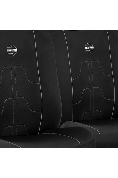 Momo Set huse scaune auto Momo Modern, negru si cusatura gri, 10 bucati