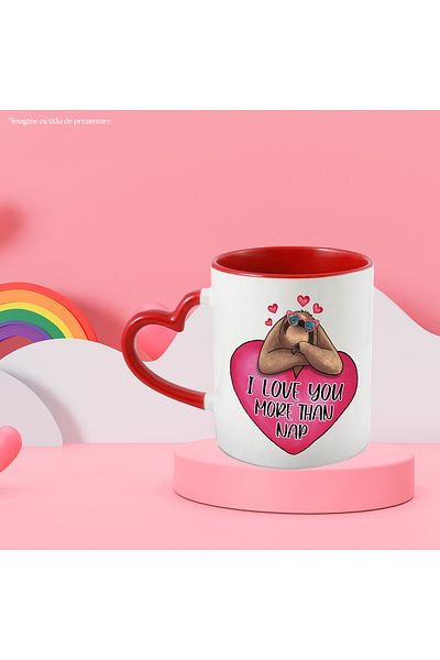 StoryGift Romania Sloth mug with the message "I love you more than nap", sleep, love, With, STG