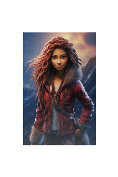 StoryGift Romania Tablou Canvas: Adolescentă Cu Păr Ondulat Și Geacă Din Piel...