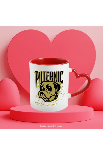 StoryGift Romania Fierce Dog Mug, motivational message STRONG I CAN, 330ml, Ceramic with Handle, With,STG.