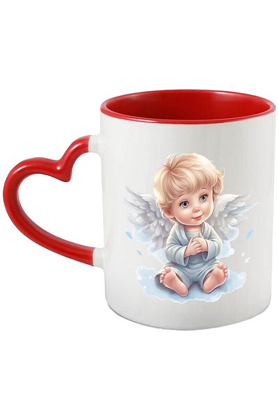 StoryGift Romania Mug with a baby with angel wings | illustration | good | blond | obedient, With ,STG
