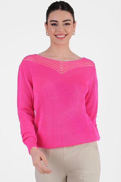 Spazio Eggert Front Back Collar V Hole Knitted Loose Knitwear Fuchsia