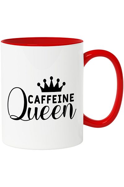 StoryGift Romania Mug for the Caffeine Queen - Big Coffee Drinker with Red Handle, With Red Handle, STG