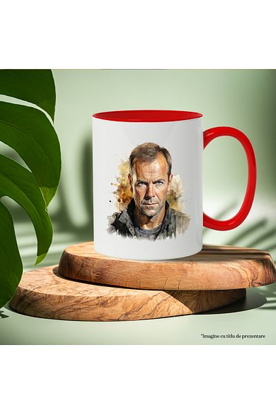 StoryGift Romania Mug With Man, Character, Jacket, Watercolor, T-shirt, Multicolor 330 ml, Ceramics, With ,STG