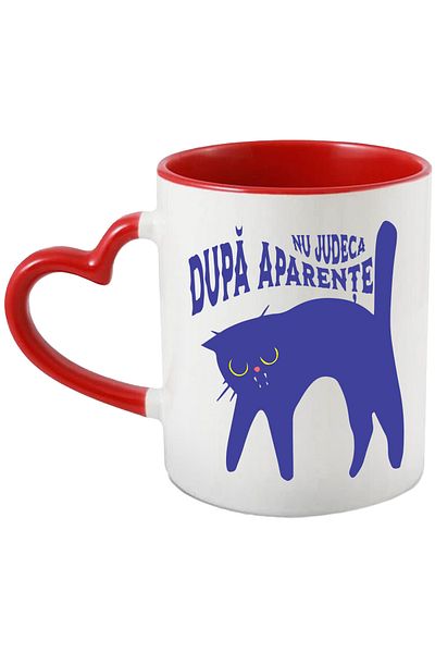 StoryGift Romania Cat Mug, text DON'T JUDGE BY APPEARANCE cat lovers, 330ml, Ceramic c, Cu, STG