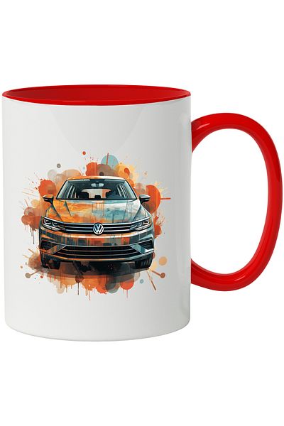 StoryGift Romania Mug With Car, Volkswagen, Abstract, Illustration, Splash, Multicolor 330 ml, Sky, With ,STG