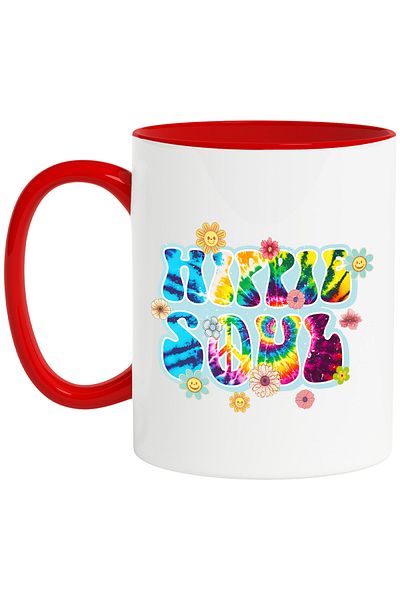 StoryGift Romania Mug with the message "Hippie soul", hippie style, culture, illustration, psychedelic, s, With ,STG