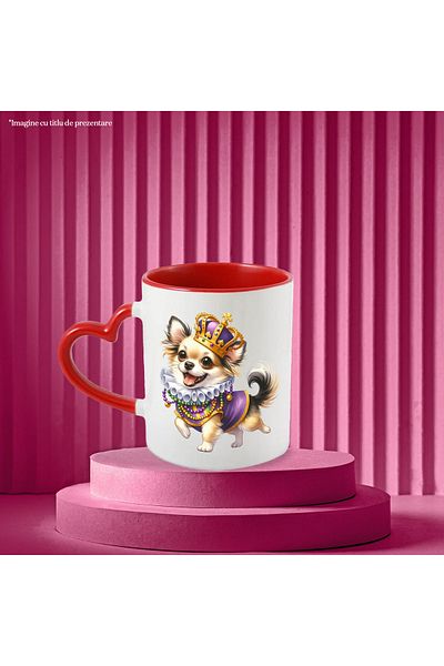 StoryGift Romania Mug with a happy puppy, illustration, crown, playful, for dog lovers, With ,STG