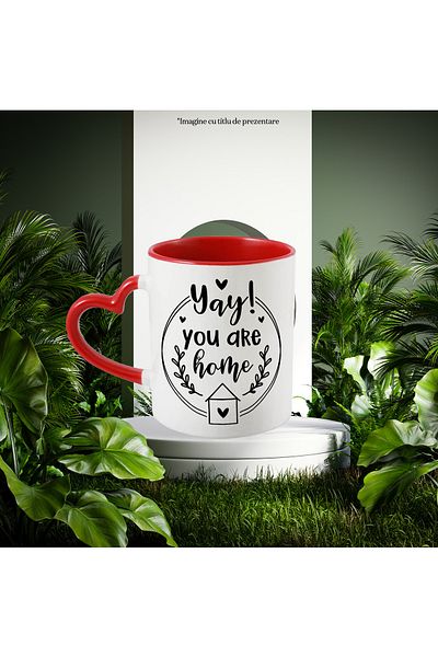 StoryGift Romania Mug for a person who was expected to arrive home with Red Heart Handle, With,STG.