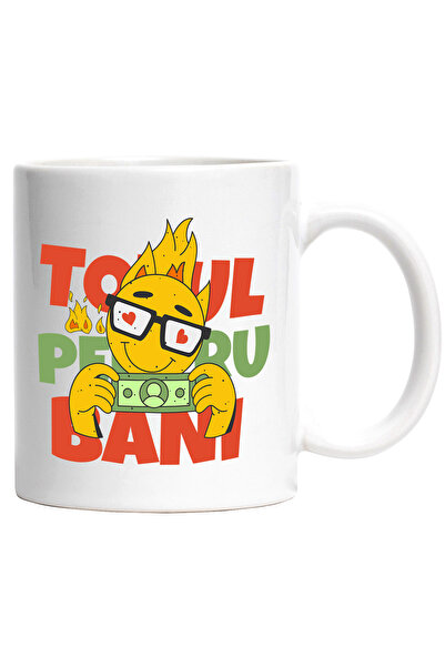 StoryGift Romania Cana totul pentru bani foc zambitor cu bancnota , 330ml, Ce...