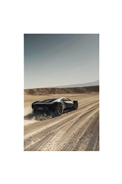 StoryGift Romania Tablou Canvas: Mașină De Lux Neagră În Deșert- Fotografie Artistică Și Automobile Pictura Digi