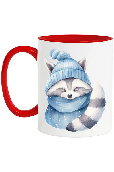 StoryGift Romania Mug with a sleeping raccoon | illustration | bedtime | tiredness | night | odi, With ,STG