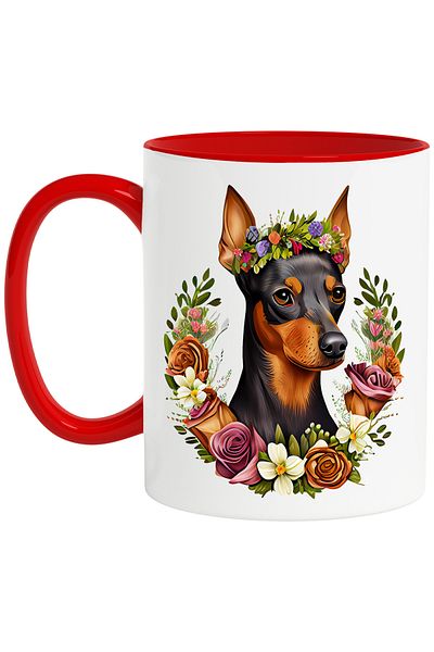 StoryGift Romania Mug with a puppy with poppies on its head | illustration | wreath made of flowers div, With ,STG.