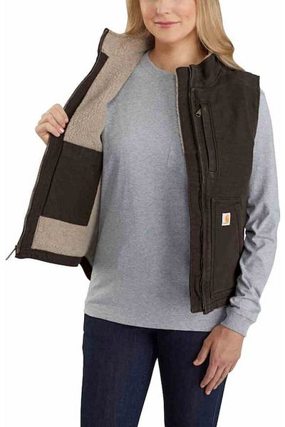 Carhartt Sherpa-Lined Vest for Women, Carhartt, Cotton, Brown, M