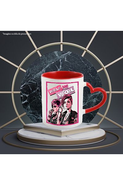 StoryGift Romania Motivational Text Mug Girls are the Future, 330ml, Ceramic with Red Heart Handle, With,STG.