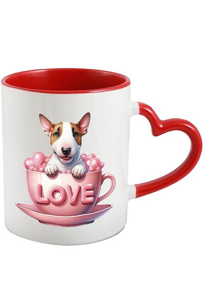 StoryGift Romania Mug with a playful puppy | illustration | sitting in a cup | message "Love" | cafe, With ,STG.