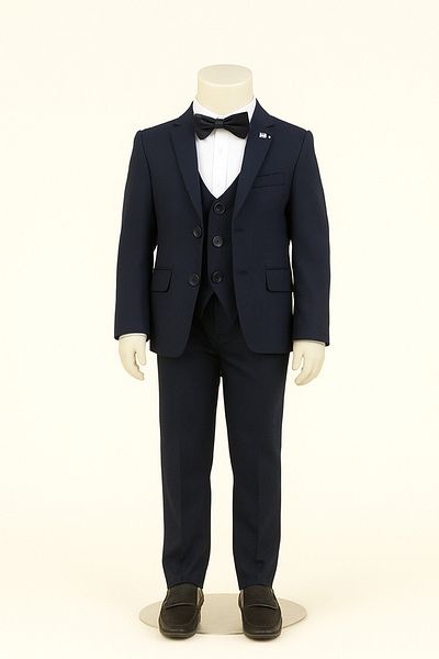 nacar çarşı Boy's Navy Blue Tuxedo Suit with Vest April 23 October 29 November Graduation Special Day