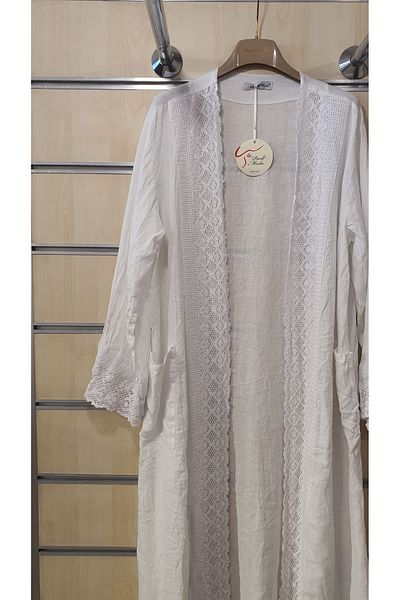 Park Moda Italian Cap Lace Long Linen Jacket