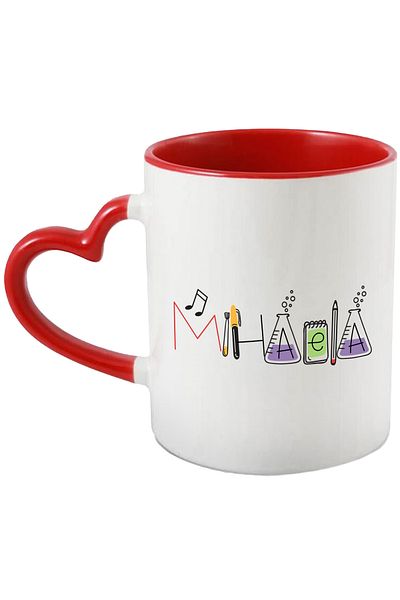 StoryGift Romania Mug With Name Mihaela, School, Chemistry, Subjects, Algebra, Geometry, 330ml, Wax, With,STG