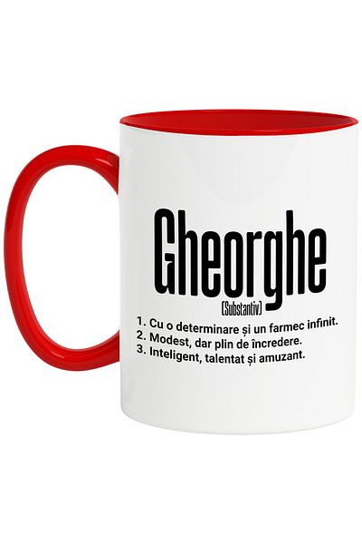 StoryGift Romania Mug With Name Gheorghe, Determination, Modest, Intelligent, Funny, Personalized,, With,STG.