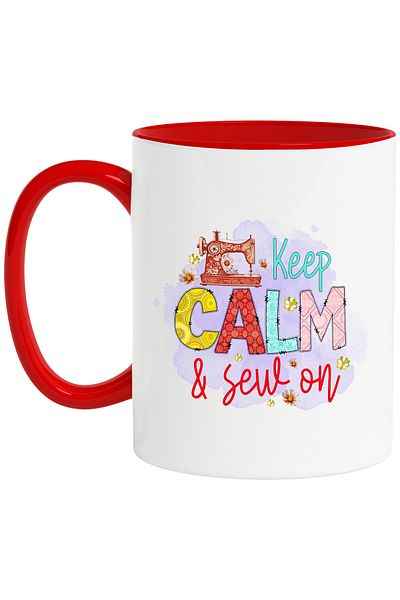 StoryGift Romania Mug with the message "Keep calm & sew on", profession, illustration, work, dedication, step, With ,STG