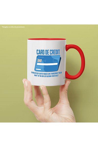 StoryGift Romania Credit card mug, bank, bank installments, money, debts, 330ml, Ceramic with Hands, With, STG