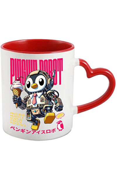 StoryGift Romania Cana Pinguinul Robot Iubeste Inghetata, 330ml, Ceramica cu ...