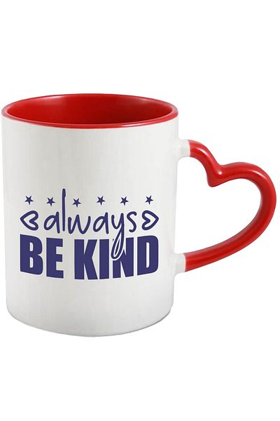 StoryGift Romania Mug with stars and the text "Always be kind" - help kindness with Red Heart Handle, With,STG.