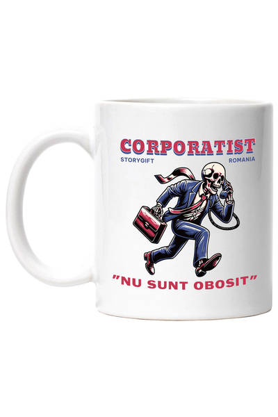 StoryGift Romania Cana corporatist schelete cu telefon alergand office, 330ml, Ceramic cu Maner Al, Cu ,STG