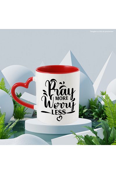 StoryGift Romania Mug with a message that encourages you to pray more and worry less, With,STG.