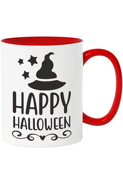 StoryGift Romania Mug with stars and wizard hat with the text "Happy Halloween" - Halloween f, Cu,STG