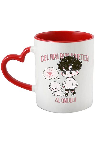 StoryGift Romania Mug Child with walking poodle dog message BEST FRIEND, 330ml, Ceramics, With ,STG