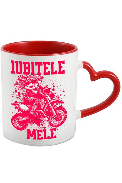 StoryGift Romania Cana Iubitele Mele Femeie Si Motocicleta Viteza Aventura, 330ml, Ceramica Cu Man, Cu ,stg