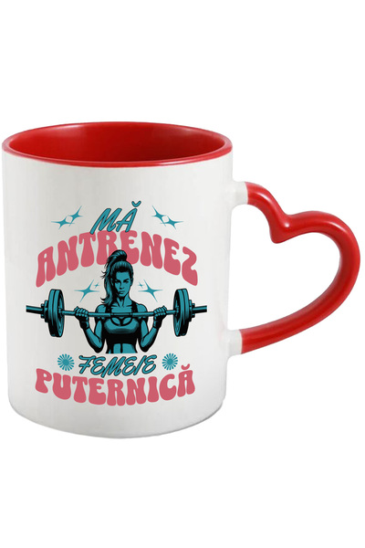 StoryGift Romania Cana Femeie ridicand bara cu greutati sport gym, 330ml, Cer...