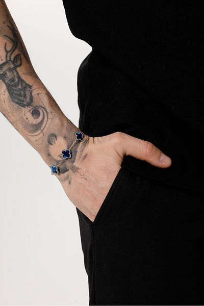 Fjellor Unisex Navy Blue Hologram Large Size Figured Design Steel Bracelet