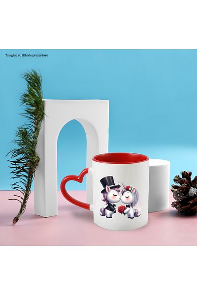 StoryGift Romania Cana Cu 2 Unicorni La Nunta | Flori | Fericire | Trandafiri | Creaturi Fantastic, Cu ,stg