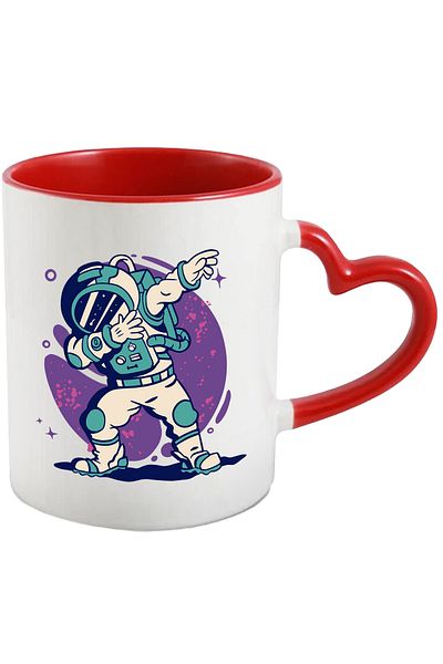 StoryGift Romania Cana Cu Astronaut, Costum, Spatiu, Dab, Stele, Cercuri, Multicolor 330 ml, Ceram, Cu ,STG