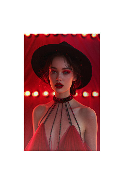 StoryGift Romania Tablou Canvas Pasiune În Portretul Fetei Cu Rochie Roșie Și...