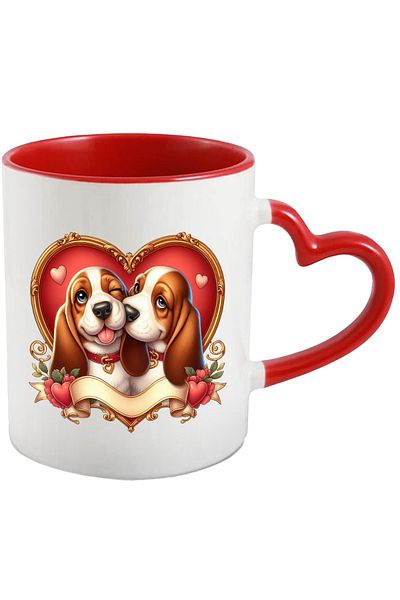 StoryGift Romania Mug with a puppy and a puppy | illustration | heart-shaped frame | understand, With ,STG.