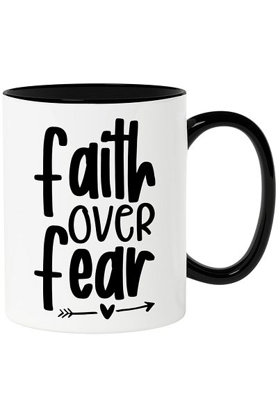 StoryGift Romania Heart-shaped mug for those who choose faith over fear with Black Handle, M,STG.