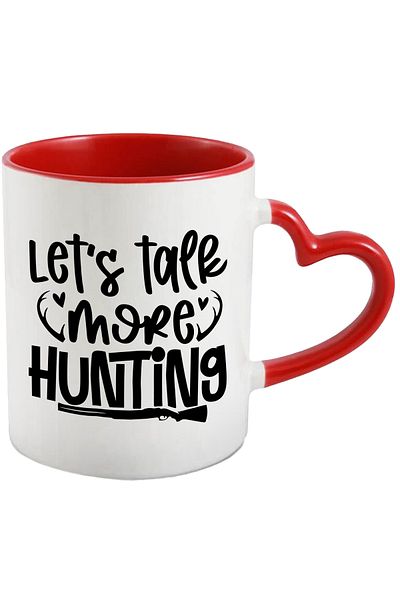 StoryGift Romania Heart-shaped mug for hunting enthusiasts with the text "Let's talk more, With, STG"
