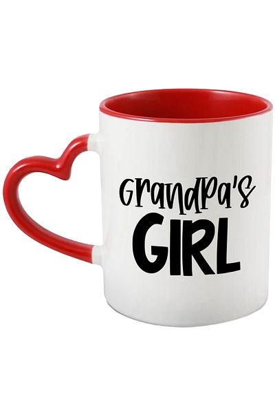 StoryGift Romania Mug for Grandpa's Favorite Girl - Appreciation with Red Heart Handle, With Heart Handle, STG
