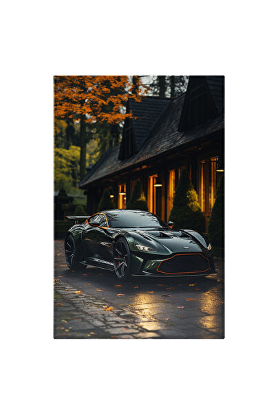 StoryGift Romania Tablou Canvas: Masina De Lux Aston Martin In Fata Casei - S...