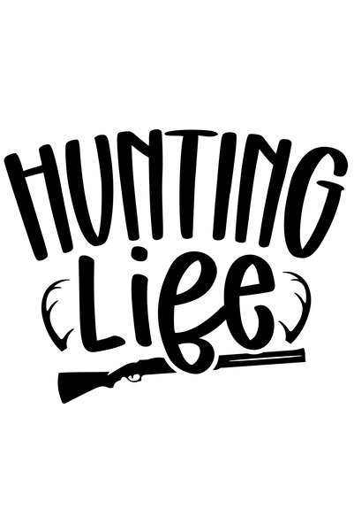 StoryGift Romania Sticker Autocolant 70CM Exterior cu o pusca si textul "Hunting life" - viata de vanator , Viny