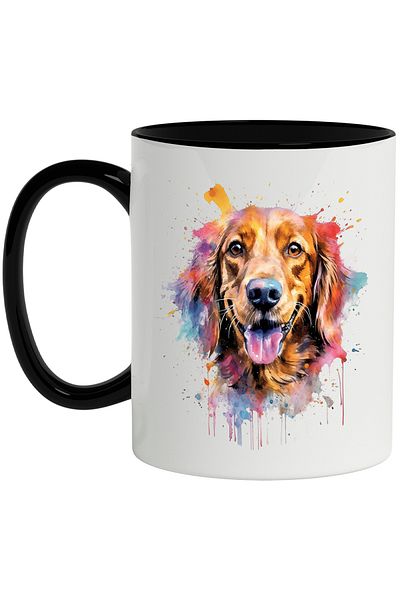 StoryGift Romania Puppy Head Mug, Smile, Animal, Watercolor, Multicolor 330 ml, Ceramic with, With, STG