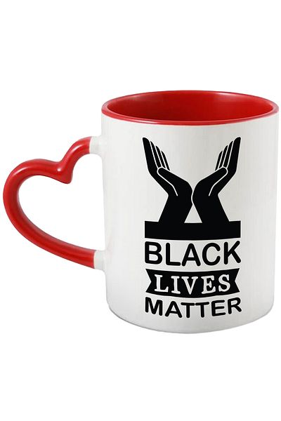 StoryGift Romania Mug with message that says Black Lives Matter with Heart Handle, With ,STG